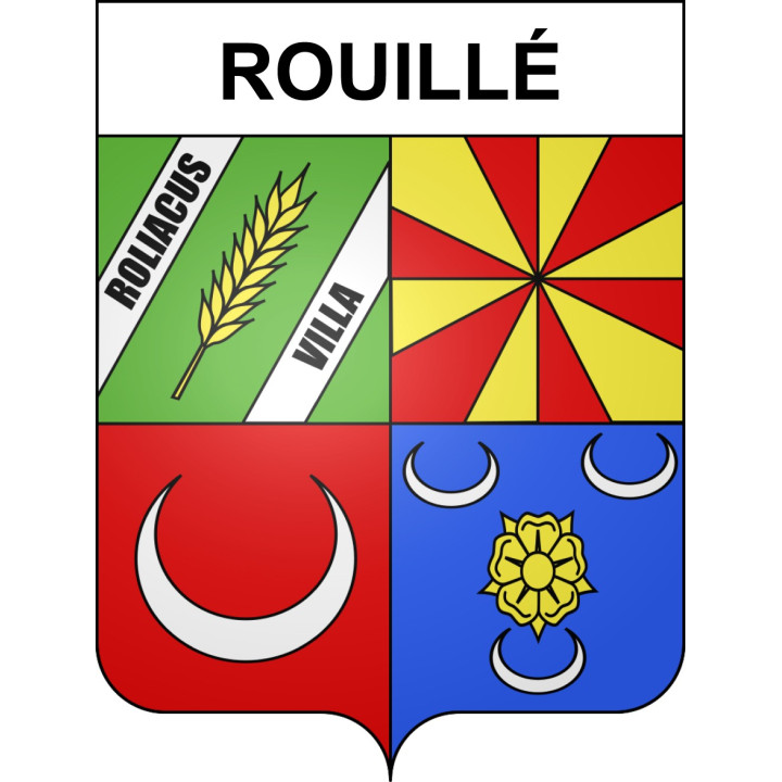 Pegatinas escudo de armas de Rouillé adhesivo de la etiqueta engomada