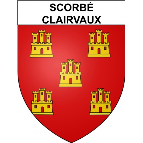 Pegatinas escudo de armas de Scorbé-Clairvaux adhesivo de la etiqueta engomada
