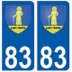 83 Saint-Tropez autocollant plaque immatriculation ville