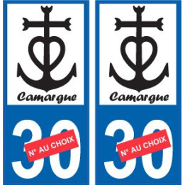 Autocollant plaque auto croix camarguaise Camargue logo 2 numéro département