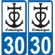 Autocollant plaque auto croix camarguaise Camargue logo 2 numéro département