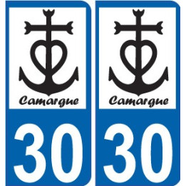 Autocollant plaque auto croix camarguaise Camargue logo 2 numéro département