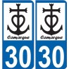 Autocollant plaque auto croix camarguaise Camargue logo 2 numéro département
