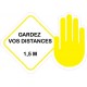 Garder vos distances 1,5 mètres logo 2 autocollant sticker stop virus coronavirus covid