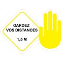 Garder vos distances 1 mètre logo 1 autocollant sticker stop virus covid
