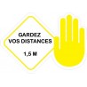 Garder vos distances 1,5 mètres logo 2 autocollant sticker stop virus coronavirus covid
