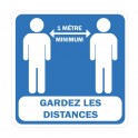 Garder les distances 1 mètres entre deux personnes logo 3 autocollant sticker stop virus coronavirus covid