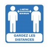 Garder les distances 1 mètres entre deux personnes logo 3 autocollant sticker stop virus coronavirus covid