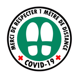 Garder les distances 1 mètres entre deux personnes logo 3 autocollant sticker stop virus coronavirus covid