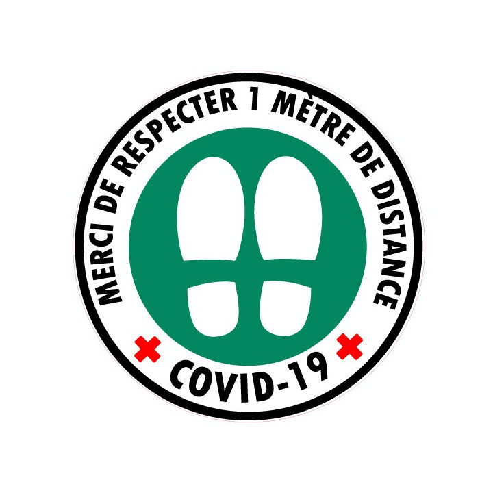 Garder les distances 1 mètres entre deux personnes logo 3 autocollant sticker stop virus coronavirus covid