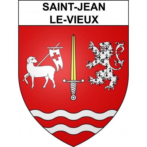 Pegatinas escudo de armas de Saint-Jean-le-Vieux adhesivo de la etiqueta engomada