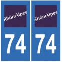 74 Haute Savoie Rhône Alpes autocollant plaque