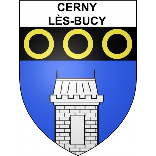 Pegatinas escudo de armas de Cerny-lès-Bucy adhesivo de la etiqueta engomada