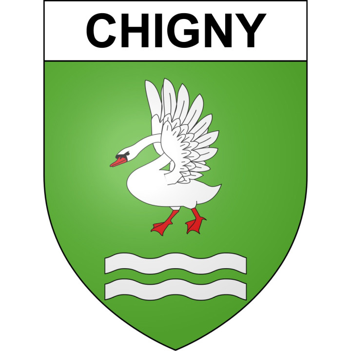 Pegatinas escudo de armas de Chigny adhesivo de la etiqueta engomada