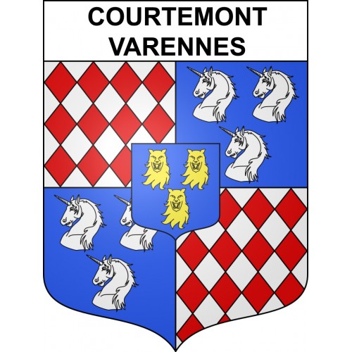 Courtemont-Varennes 02 ville sticker blason écusson autocollant adhésif