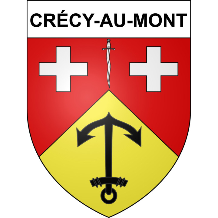 Pegatinas escudo de armas de Crécy-au-Mont adhesivo de la etiqueta engomada