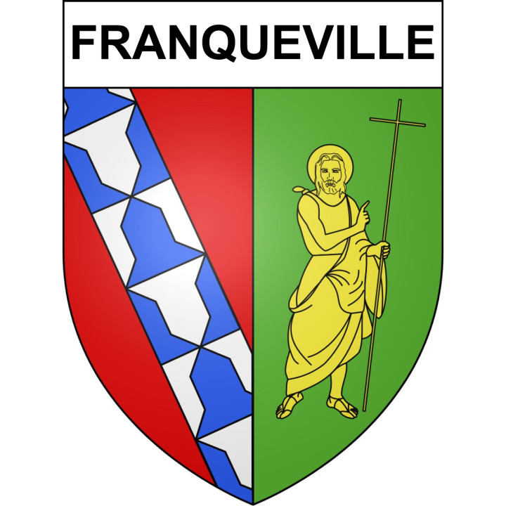 Pegatinas escudo de armas de Franqueville adhesivo de la etiqueta engomada