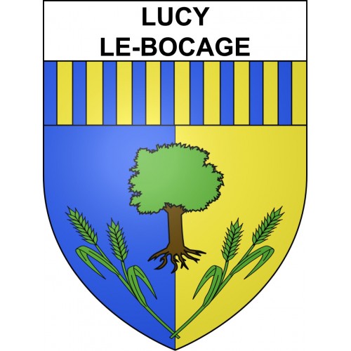 Pegatinas escudo de armas de Lucy-le-Bocage adhesivo de la etiqueta engomada