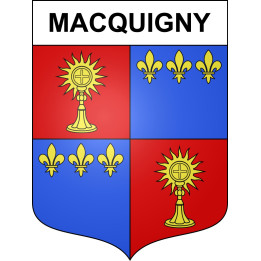Pegatinas escudo de armas de Macquigny adhesivo de la etiqueta engomada