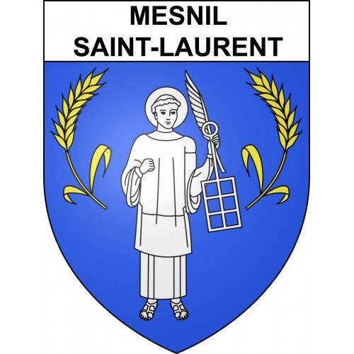 Pegatinas escudo de armas de Mesnil-Saint-Laurent adhesivo de la etiqueta engomada