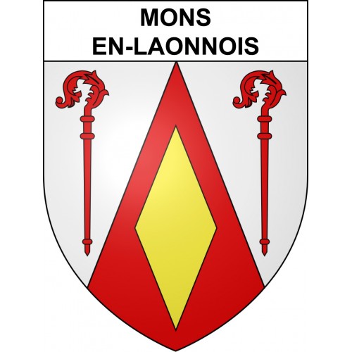 Pegatinas escudo de armas de Mons-en-Laonnois adhesivo de la etiqueta engomada