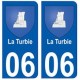 06 La Turbie blason autocollant plaque ville