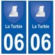 06 La Turbie blason autocollant plaque ville