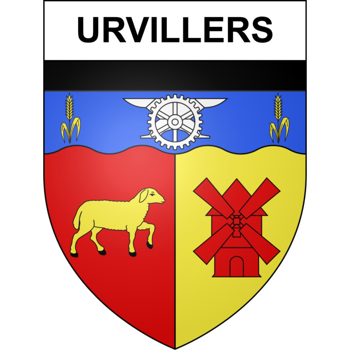 Pegatinas escudo de armas de Urvillers adhesivo de la etiqueta engomada
