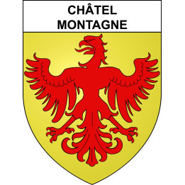 Pegatinas escudo de armas de Châtel-Montagne adhesivo de la etiqueta engomada