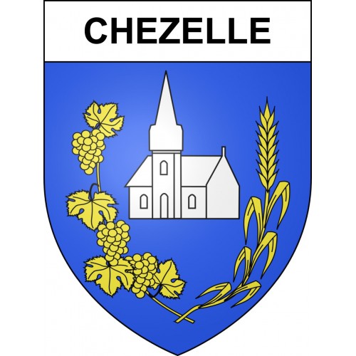 Pegatinas escudo de armas de Chezelle adhesivo de la etiqueta engomada
