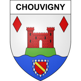 Pegatinas escudo de armas de Chouvigny adhesivo de la etiqueta engomada