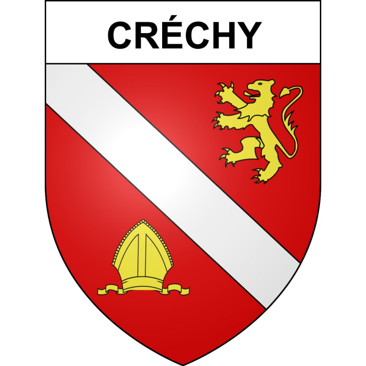 Pegatinas escudo de armas de Créchy adhesivo de la etiqueta engomada