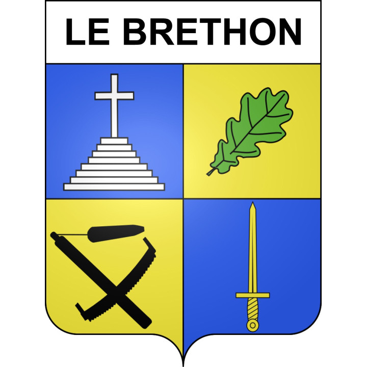 Pegatinas escudo de armas de Le Brethon adhesivo de la etiqueta engomada