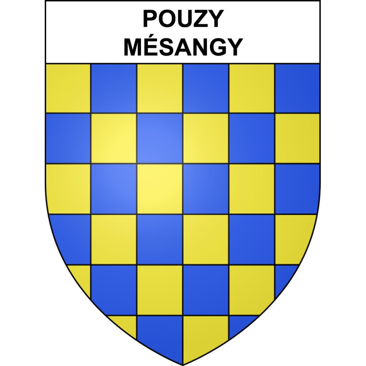 Pegatinas escudo de armas de Pouzy-Mésangy adhesivo de la etiqueta engomada