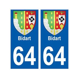 64 Bidart autocollant plaque immatriculation ville