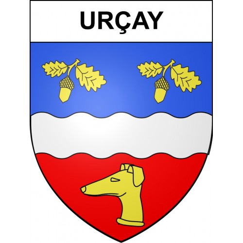 Pegatinas escudo de armas de Urçay adhesivo de la etiqueta engomada