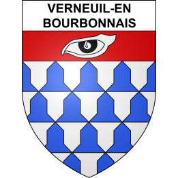 Pegatinas escudo de armas de Verneuil-en-Bourbonnais adhesivo de la etiqueta engomada