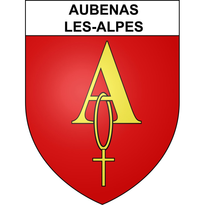 Pegatinas escudo de armas de Aubenas-les-Alpes adhesivo de la etiqueta engomada