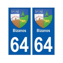 64 Bizanos autocollant plaque immatriculation ville