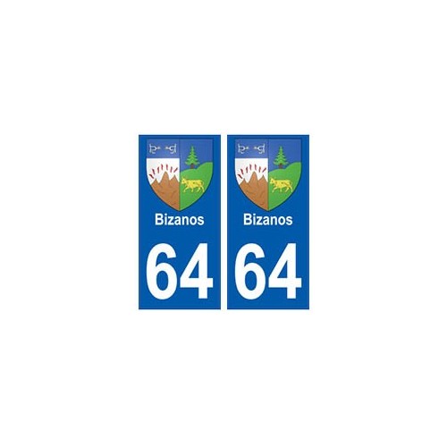 64 Bizanos autocollant plaque immatriculation ville