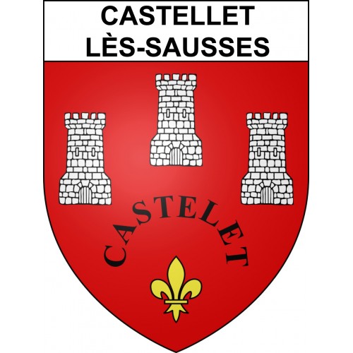 Pegatinas escudo de armas de Castellet-lès-Sausses adhesivo de la etiqueta engomada