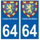 64 Cambo-les-Bains placa etiqueta de registro de la ciudad