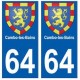 64 Cambo-les-Bains autocollant plaque immatriculation ville
