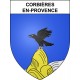 Pegatinas escudo de armas de Corbières-en-Provence adhesivo de la etiqueta engomada