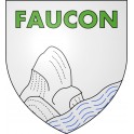 Pegatinas escudo de armas de Faucon-de-Barcelonnette adhesivo de la etiqueta engomada