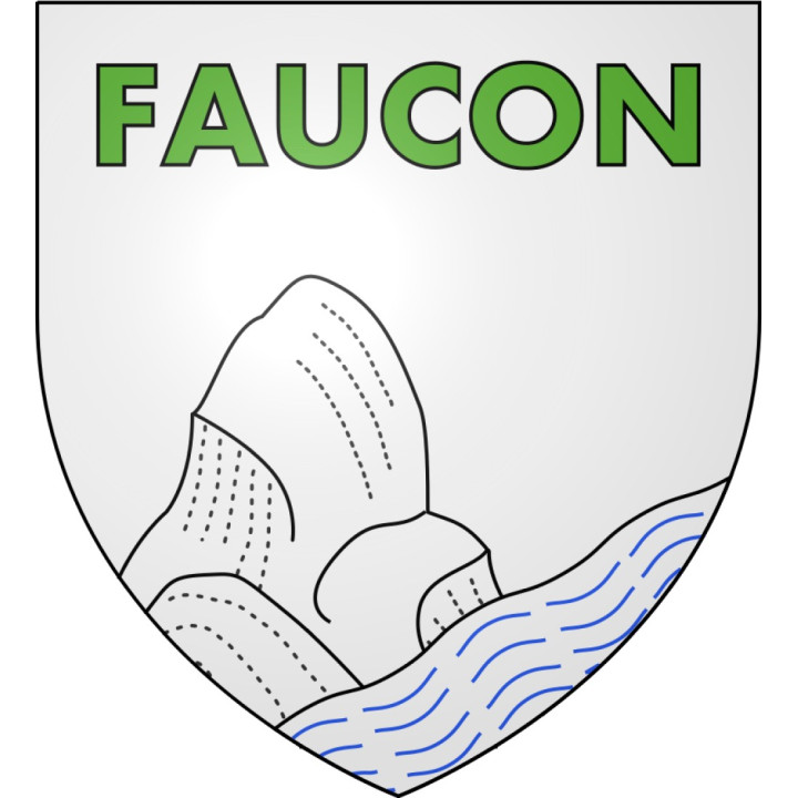 Pegatinas escudo de armas de Faucon-de-Barcelonnette adhesivo de la etiqueta engomada