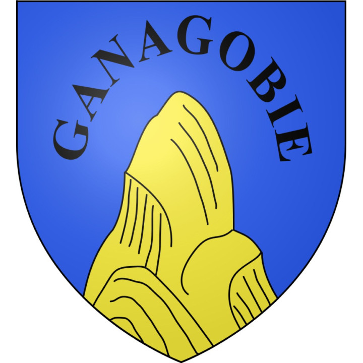 Pegatinas escudo de armas de Ganagobie adhesivo de la etiqueta engomada