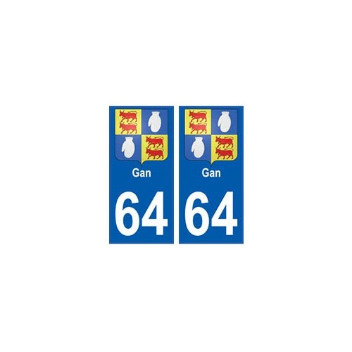 64 Gan autocollant plaque immatriculation ville