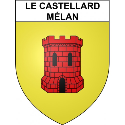 Pegatinas escudo de armas de Le Castellard-Mélan adhesivo de la etiqueta engomada