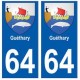64 Guéthary placa etiqueta de registro de la ciudad